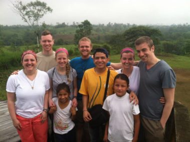 Group of children with students