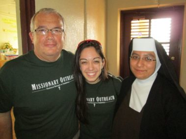 Group of three volunteers