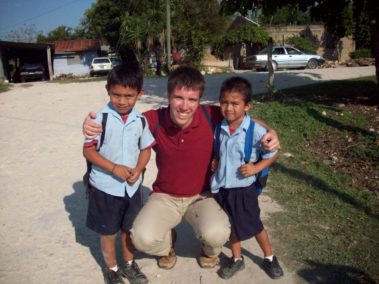 Student and two children