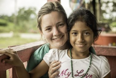 A student and a child