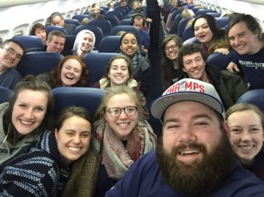 Rows of Students on an Airplane