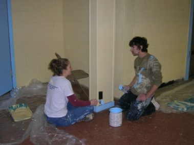Students painting